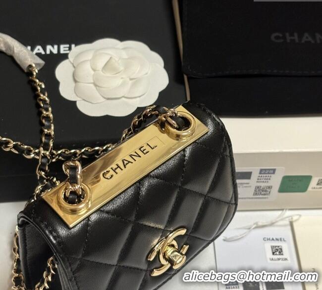 Good Taste Chanel Lambskin Clutch with Chain and Band A81632 Black/Yellow Gold 2025