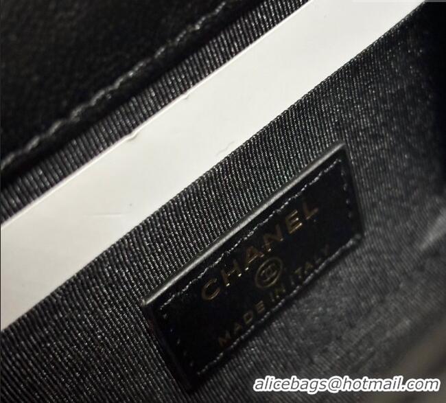 Good Taste Chanel Lambskin Clutch with Chain and Band A81632 Black/Yellow Gold 2025