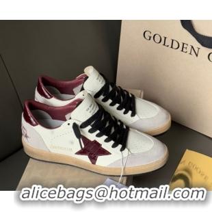 Durable Golden Goose Ball Star in white leather with burgundy star and heel tab 0711000