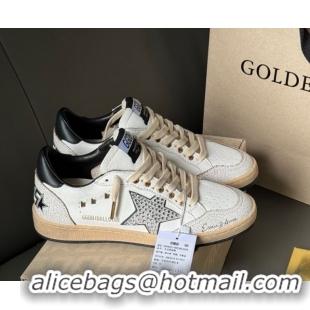 Unique Style Golden Goose Ball Star in white leather with strass star and black heel tab 0711002