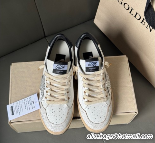 Unique Style Golden Goose Ball Star in white leather with strass star and black heel tab 0711002