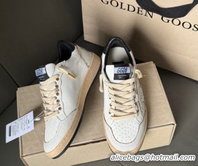 Unique Style Golden Goose Ball Star in white leather with strass star and black heel tab 0711002
