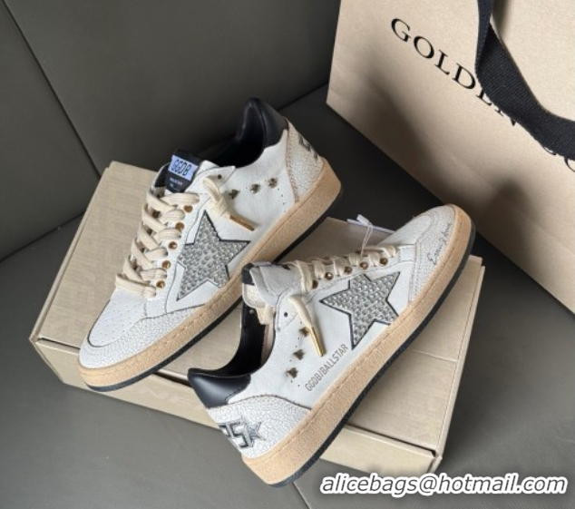 Unique Style Golden Goose Ball Star in white leather with strass star and black heel tab 0711002