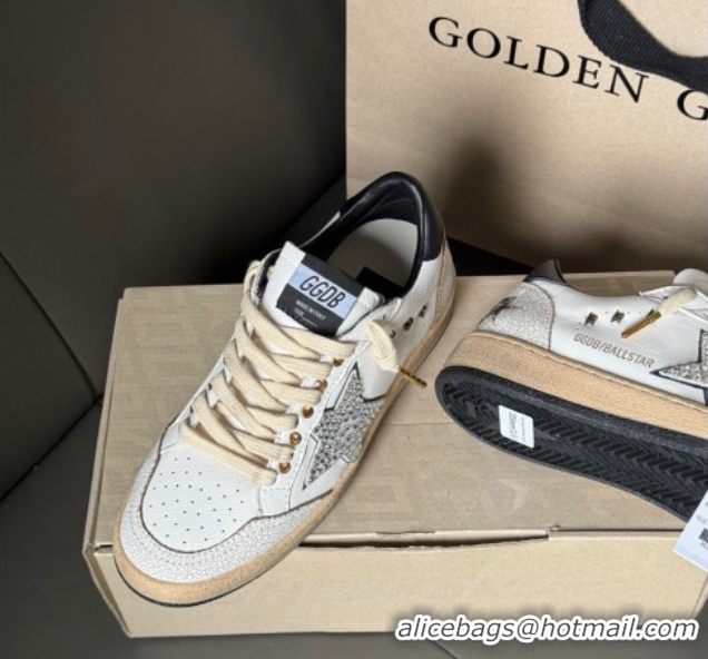 Unique Style Golden Goose Ball Star in white leather with strass star and black heel tab 0711002