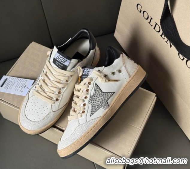 Unique Style Golden Goose Ball Star in white leather with strass star and black heel tab 0711002