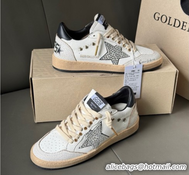 Unique Style Golden Goose Ball Star in white leather with strass star and black heel tab 0711002