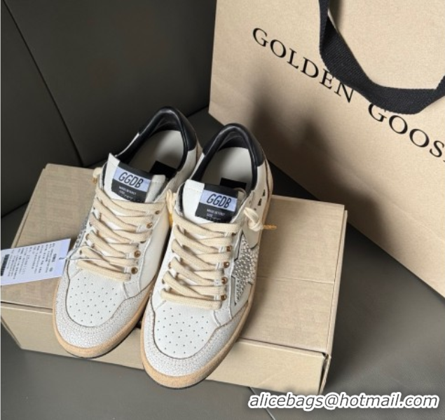 Unique Style Golden Goose Ball Star in white leather with strass star and black heel tab 0711002