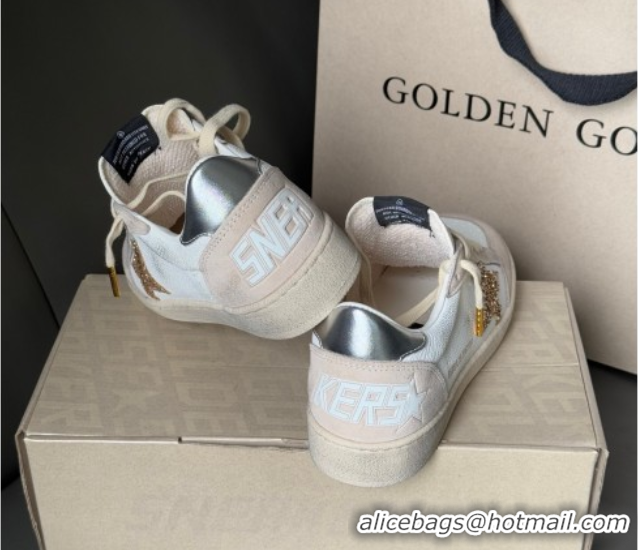 Good Quality Golden Goose Ball Star in nude pink suede and white leather with gold glitters star 0711003