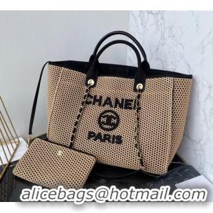 Well Crafted Chanel Deauville Coco Beach Large Shopping Bag A66941 Brown/Black 2025