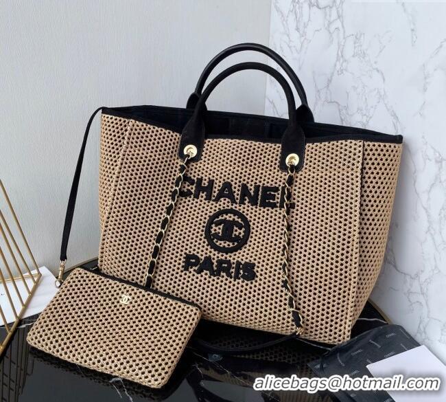 Well Crafted Chanel Deauville Coco Beach Large Shopping Bag A66941 Brown/Black 2025