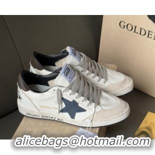 Luxury Cheap Golden Goose Ball Star in white leather with leather star and grey suede heel tab 0711005
