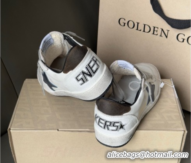 Luxury Cheap Golden Goose Ball Star in white leather with leather star and grey suede heel tab 0711005