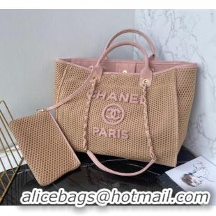 New Fashion Chanel Deauville Coco Beach Large Shopping Bag A66941 Brown/Pink 2025