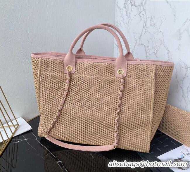 New Fashion Chanel Deauville Coco Beach Large Shopping Bag A66941 Brown/Pink 2025