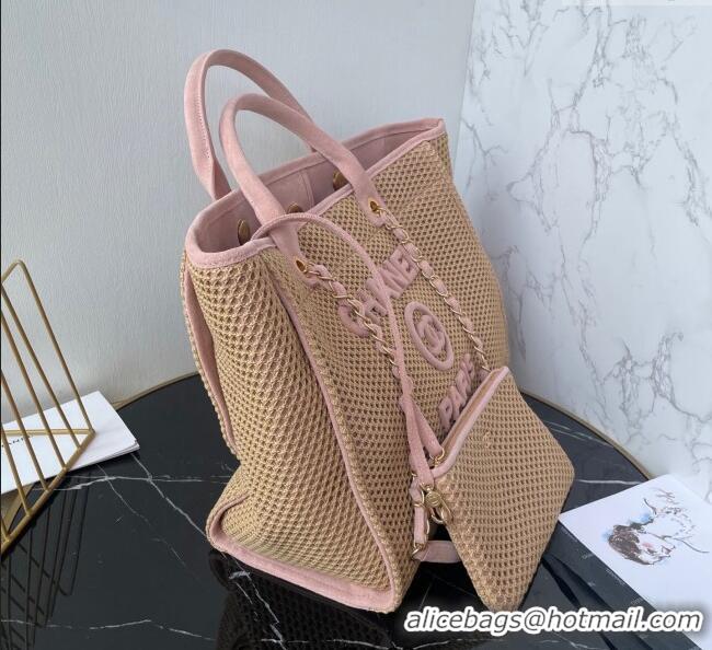 New Fashion Chanel Deauville Coco Beach Large Shopping Bag A66941 Brown/Pink 2025