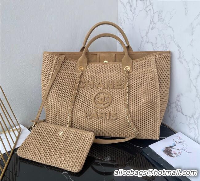 Top Design Chanel Deauville Coco Beach Large Shopping Bag A66941 Beige/Brown 2025