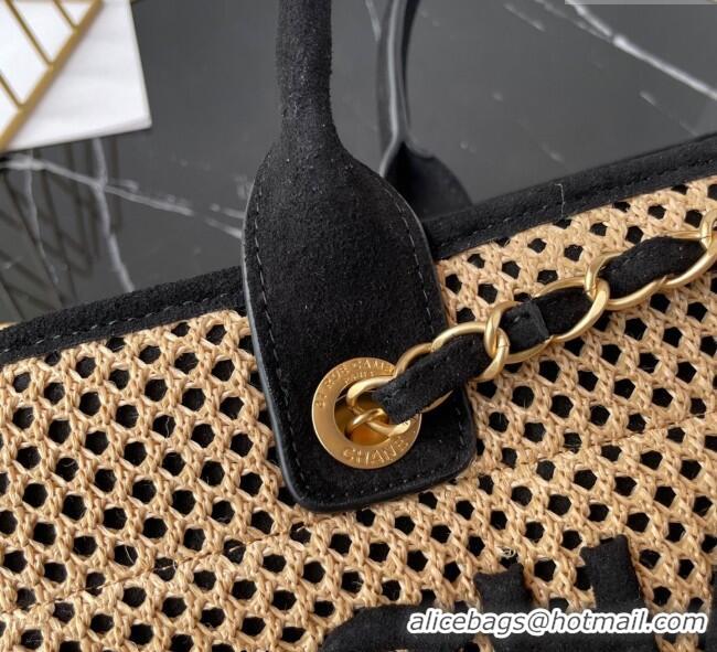 Famous Brand Chanel Deauville Coco Beach Medium Shopping Bag AS3351 Black 2025