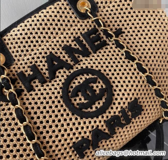 Famous Brand Chanel Deauville Coco Beach Medium Shopping Bag AS3351 Black 2025