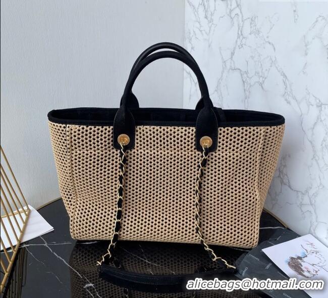 Famous Brand Chanel Deauville Coco Beach Medium Shopping Bag AS3351 Black 2025