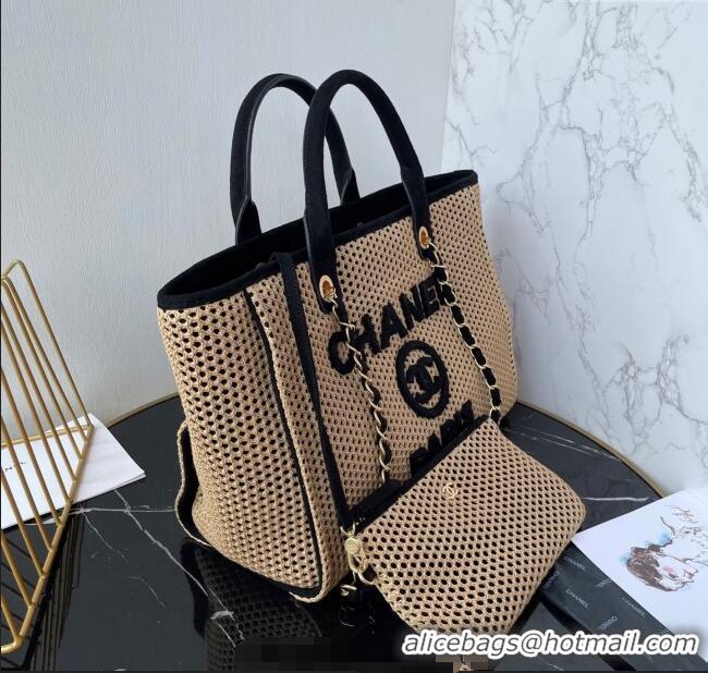 Famous Brand Chanel Deauville Coco Beach Medium Shopping Bag AS3351 Black 2025
