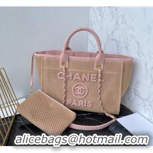 Best Price Chanel Deauville Coco Beach Medium Shopping Bag AS3351 Pink 2025