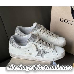 Pretty Style Golden Goose Women’s Super-Star in white nappa leather with strass star and heel tab 0711006