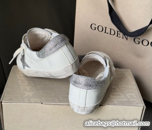 Pretty Style Golden Goose Women’s Super-Star in white nappa leather with strass star and heel tab 0711006