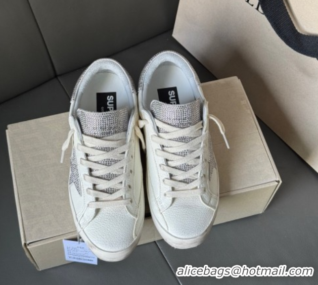 Pretty Style Golden Goose Women’s Super-Star in white nappa leather with strass star and heel tab 0711006