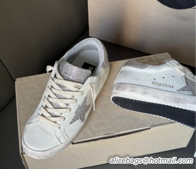 Pretty Style Golden Goose Women’s Super-Star in white nappa leather with strass star and heel tab 0711006