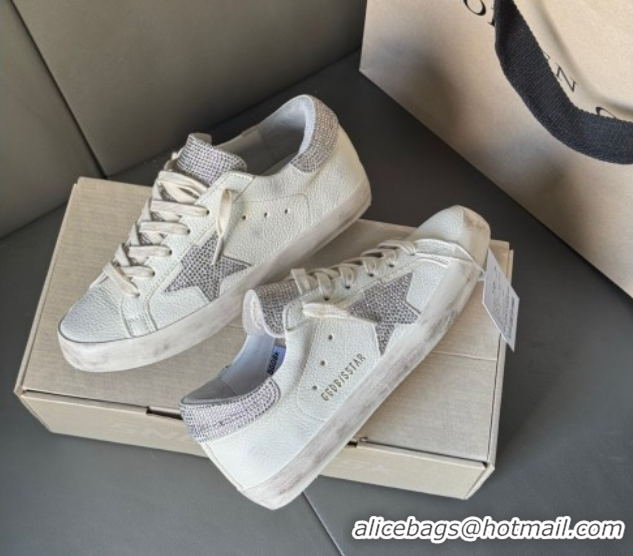 Pretty Style Golden Goose Women’s Super-Star in white nappa leather with strass star and heel tab 0711006