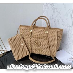 Best Quality Chanel Deauville Coco Beach Medium Shopping Bag AS3351 Beige 2025
