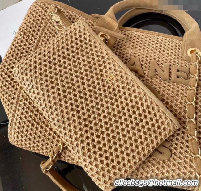 Best Quality Chanel Deauville Coco Beach Medium Shopping Bag AS3351 Beige 2025