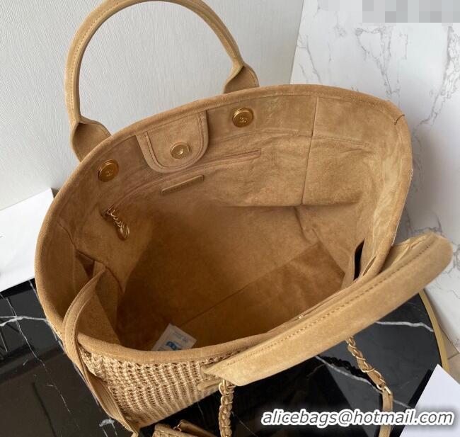 Best Quality Chanel Deauville Coco Beach Medium Shopping Bag AS3351 Beige 2025