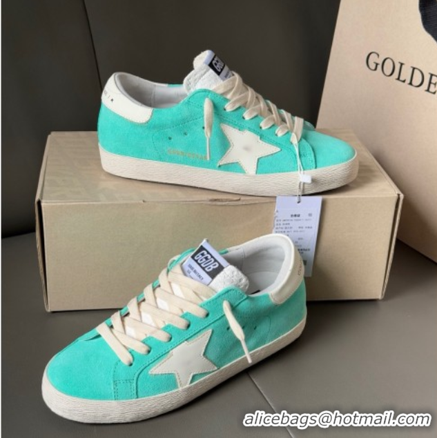 Good Looking Golden Goose Women’s Super-Star in bright green suede 0711008