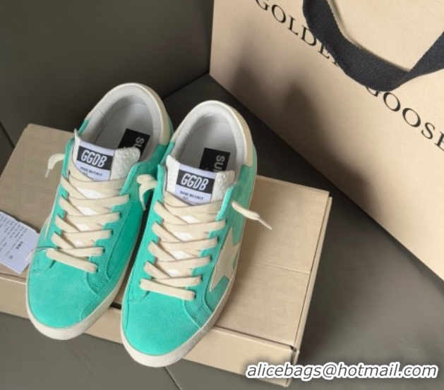 Good Looking Golden Goose Women’s Super-Star in bright green suede 0711008
