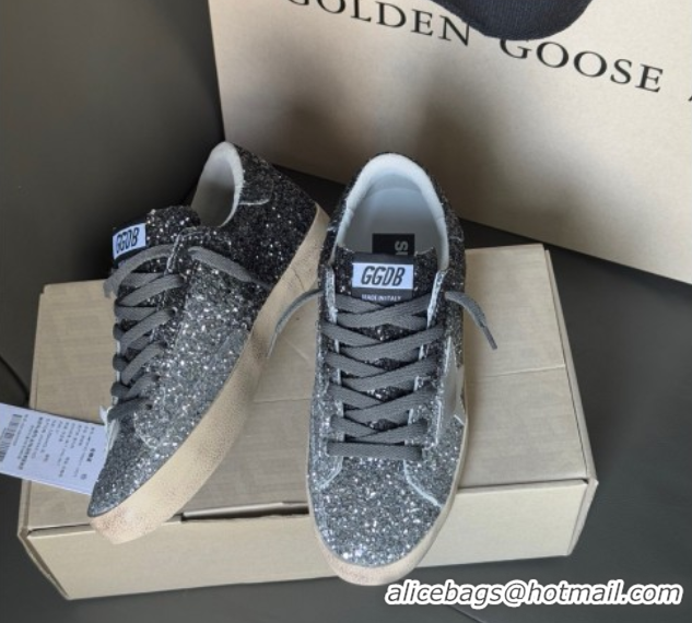 Hot Style Golden Goose Women’s Super-Star in silver and black glitters 0711009