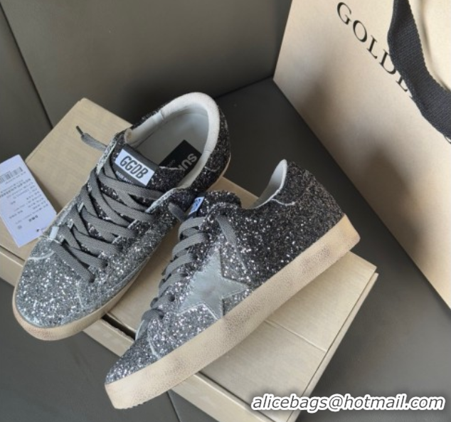 Hot Style Golden Goose Women’s Super-Star in silver and black glitters 0711009