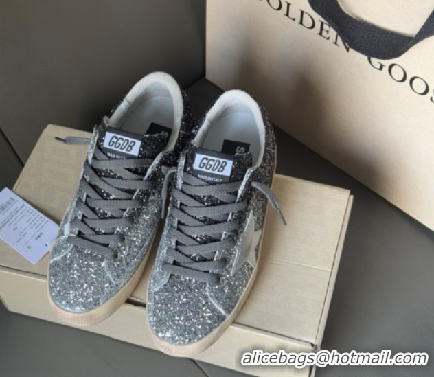 Hot Style Golden Goose Women’s Super-Star in silver and black glitters 0711009