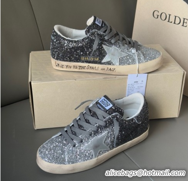 Hot Style Golden Goose Women’s Super-Star in silver and black glitters 0711009
