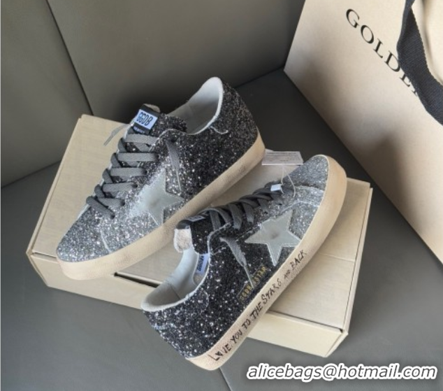 Hot Style Golden Goose Women’s Super-Star in silver and black glitters 0711009