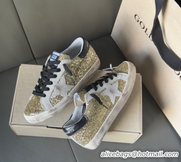 Unique Discount Golden Goose Women’s Super-Star in yellow gold glitters 0711010