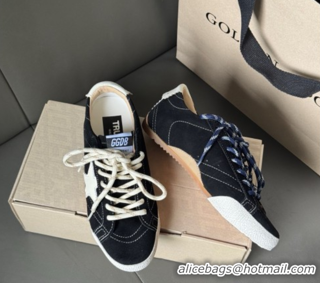 Luxury Golden Goose Women's True-Star in black suede with white star and heel tab 0711014