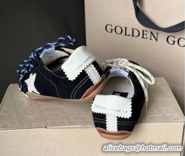Luxury Golden Goose Women's True-Star in black suede with white star and heel tab 0711014