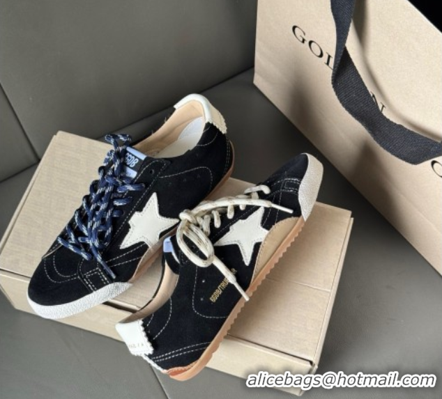 Luxury Golden Goose Women's True-Star in black suede with white star and heel tab 0711014