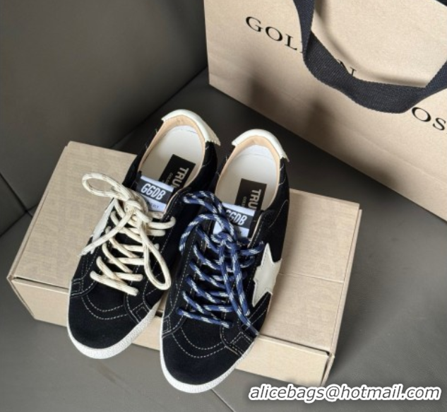 Luxury Golden Goose Women's True-Star in black suede with white star and heel tab 0711014