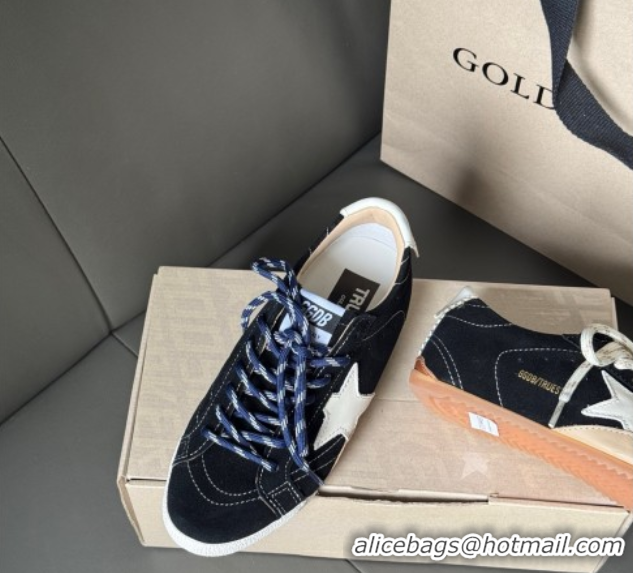 Luxury Golden Goose Women's True-Star in black suede with white star and heel tab 0711014