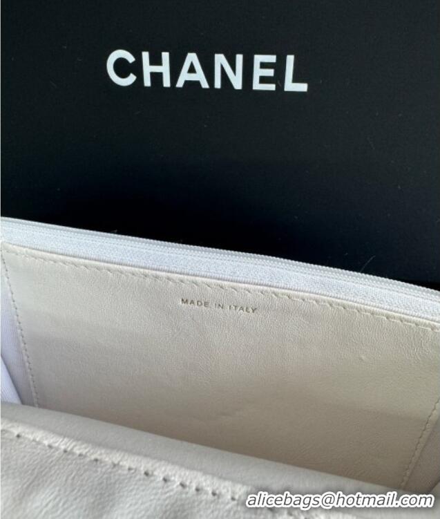 Best Quality Chanel Grained Shiny Calfskin Wallet On Chain WOC with Maxi CC AP6809 White 2025