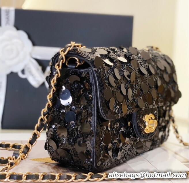 Grade Quality Chanel Sequins Mini Classic Flap Bag A69900 Black 2025