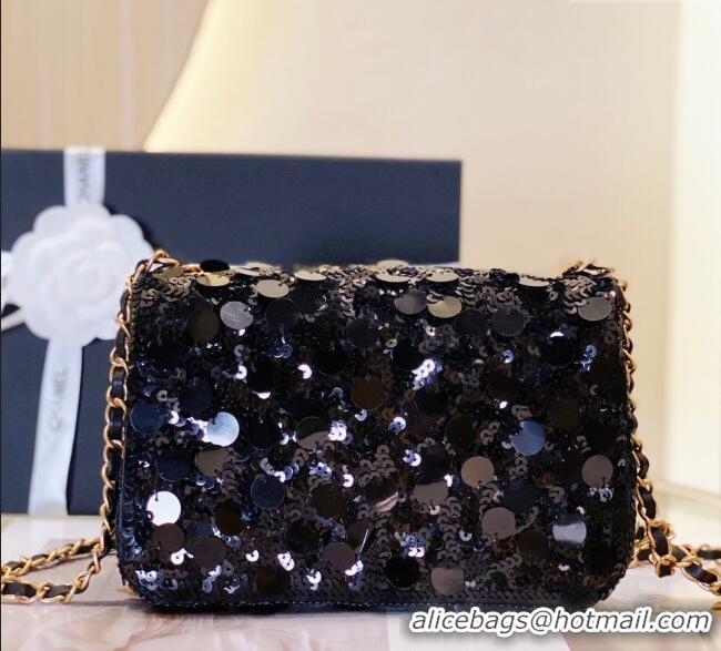 Grade Quality Chanel Sequins Mini Classic Flap Bag A69900 Black 2025