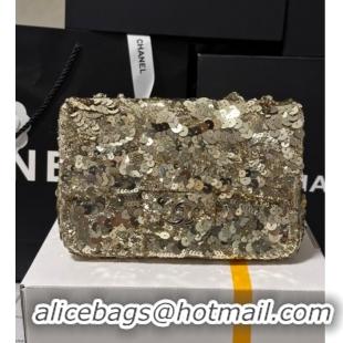 Top Grade Chanel Sequins Mini Classic Flap Bag A69900 Gold 2025